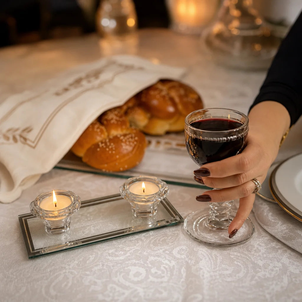 kiddush-set-crystal - in use